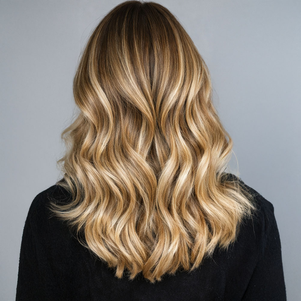 Detail einer modernen Haarfarbe im Salon